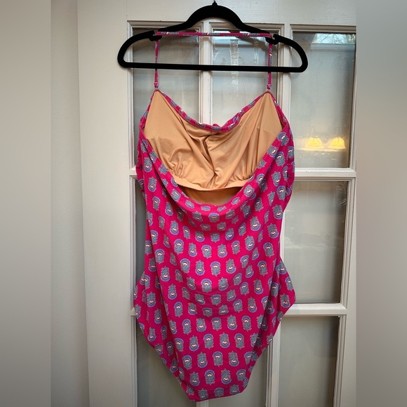 J. Crew Pink Floral Removable Halter Bandeau One Piece Swimsuit Plus Size 3X - Picture 4 of 11